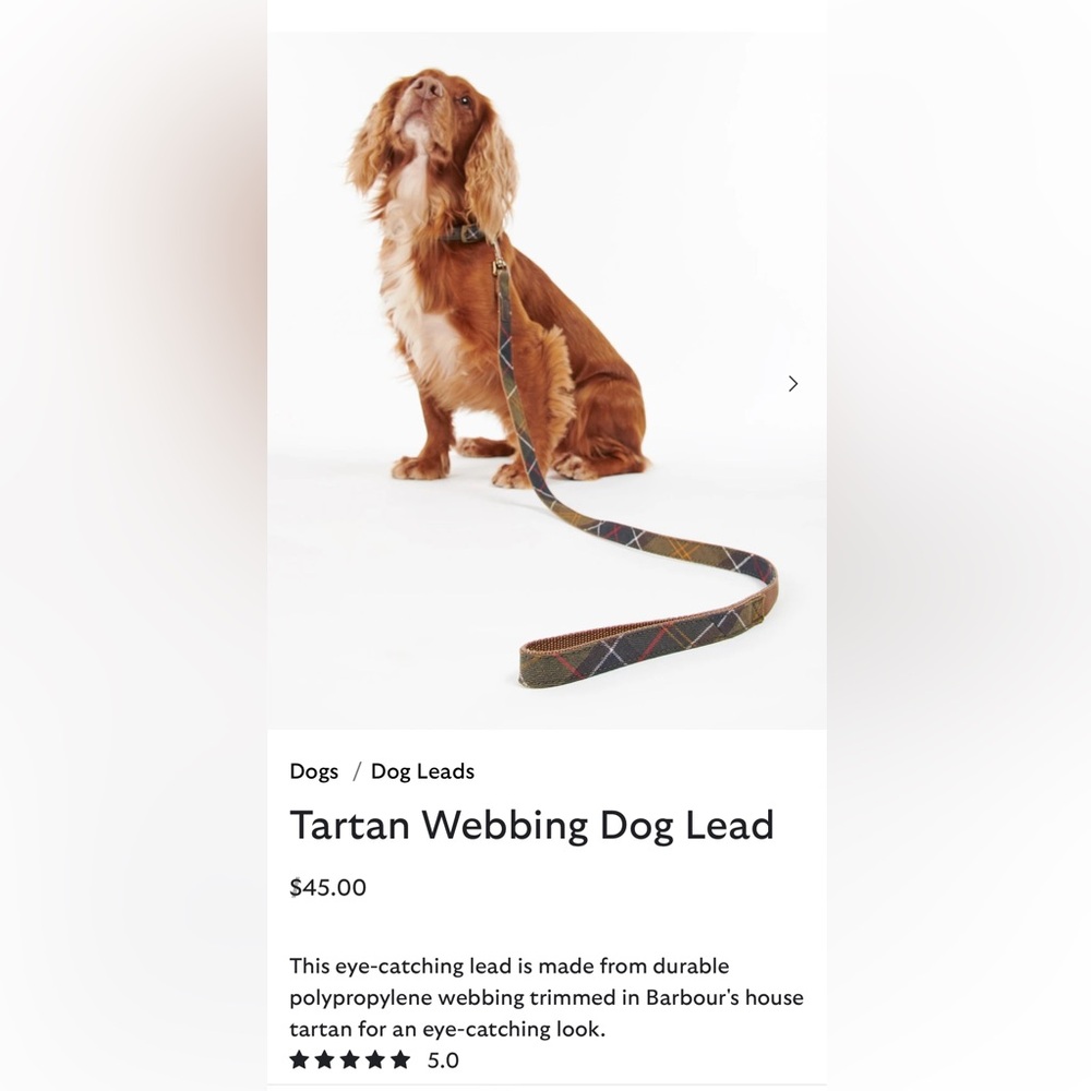 Barbour Tartan Dog Lead - NWOT